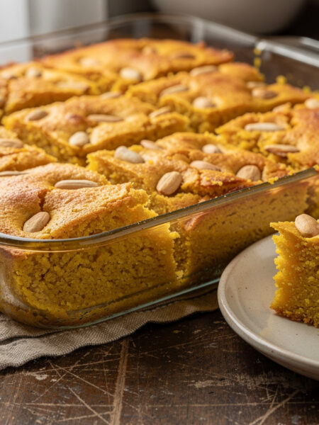 Sfouf gele griesmeelcake met kurkuma