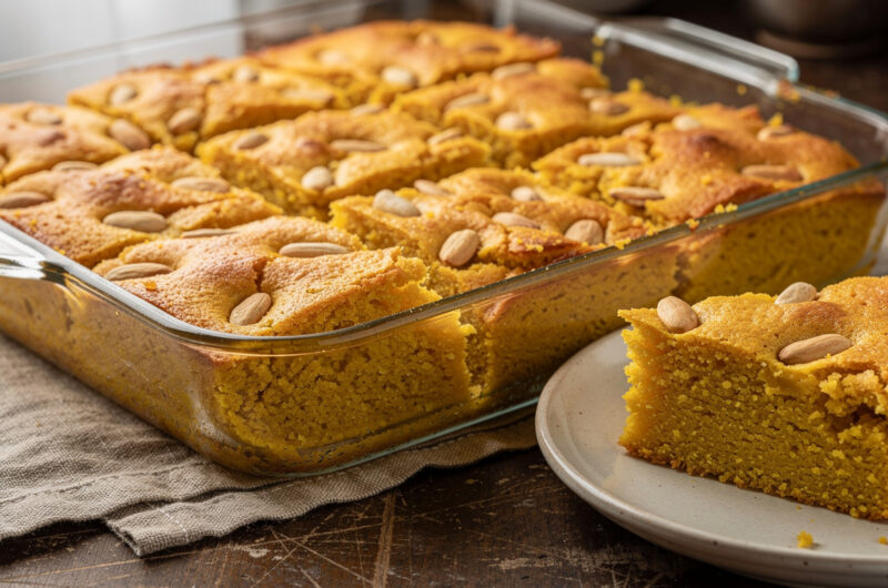 Sfouf gele griesmeelcake met kurkuma