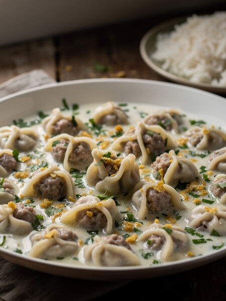 Shish barak in yoghurt met koriander